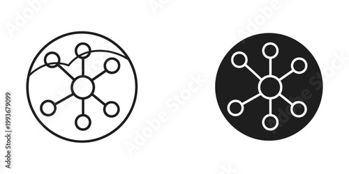 Contrast between a light-themed and dark-themed radial network diagram with nodes and connections