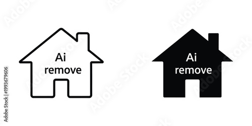 Contrast between outline and filled house icons with ai remove text overlay