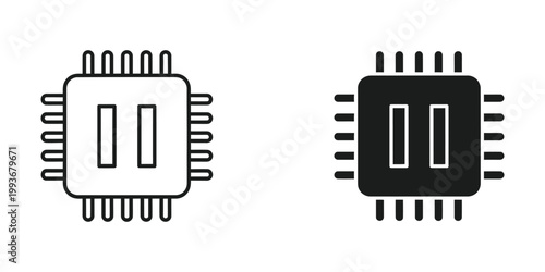 Comparison of a light and dark colored integrated circuit chip illustration