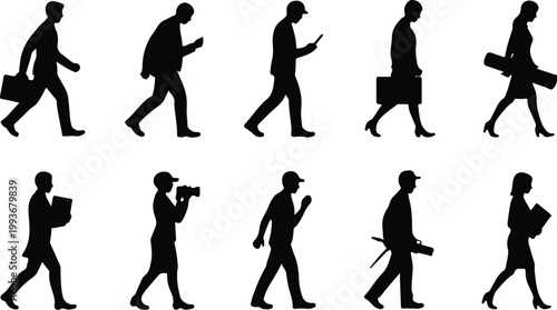Walking Silhouette Icon Collection Set