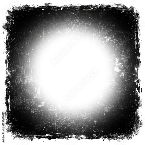 Grunge black and white texture with bright center circle