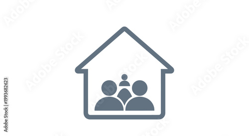 Family Inside a House Silhouette.