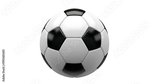 IA generated soccer ball isolated on white background. Classic black and white football for sports game, championship and athletic competition. Professional equipment 3D render illustration.