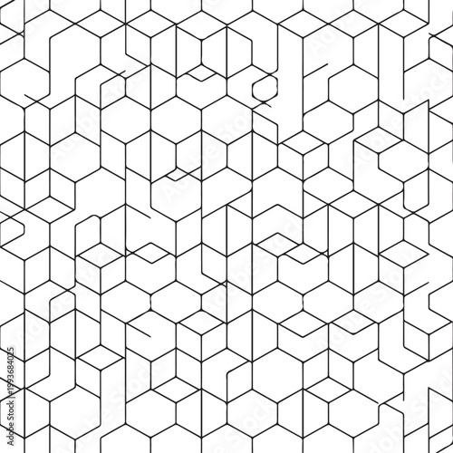 Intricate Black and White Geometric Cube Pattern for Modern Design and Backgrounds.
