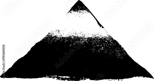 Textured black ink triangular mountain symbol high contrast geometric shape for background and poster layout design