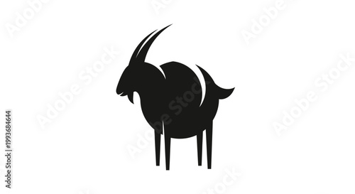 Black silhouette of a goat standing.