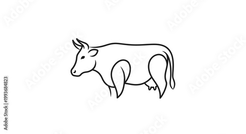 Black and white cow line art.