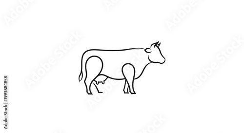 Black and white cow standing still.