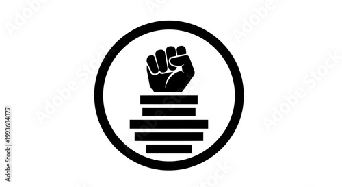 Black fist raised in circle symbol.