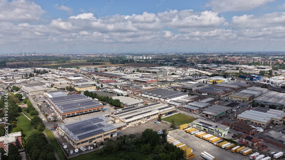 Fototapeta premium Industrial Infrastructure Logistics Network Aerial View Italy 