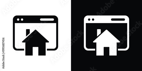 Web browser window with a home icon, representing a homepage, dashboard, or website landing page. Modern flat vector design suitable for user interface, navigation, and web development projects.