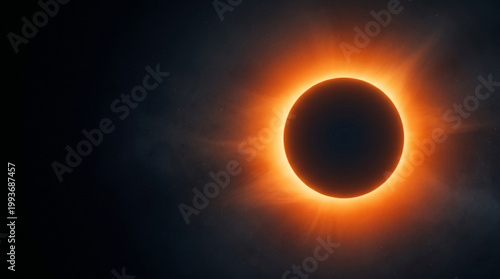 Φωτογραφία A dramatic visualization of a total solar eclipse featuring a glowing orange corona against a dark space background