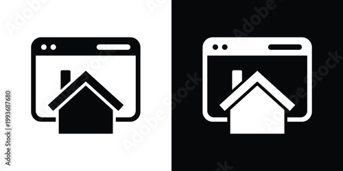 Web browser window with a home icon, representing a homepage, dashboard, or website landing page. Modern flat vector design suitable for user interface, navigation, and web development projects.