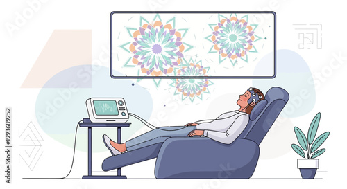 EEG session illustration: Monitoring brain activity for diagnostic purposes and research