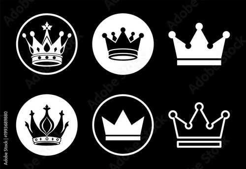 White crown symbols on black background for high contrast luxury brand identity.