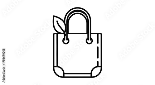 Eco-friendly shopping bag with leaf icon, sustainable lifestyle concept