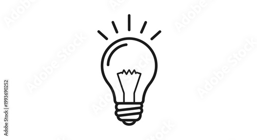 Glowing Light Bulb Icon - Symbol of Idea, Innovation, and Creativity