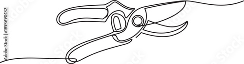 Continuous one line drawing of secateurs plant equipment. one line Art icon drawing vector. one line Icon drawing