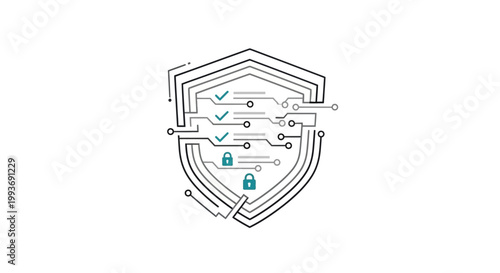 Shield with lock and security concept.