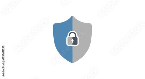 Shield with padlock security symbol icon.