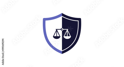 Shield with scales of justice logo.
