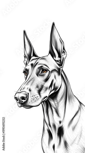 doberman pinscher sketch drawing line art pencil head portrait vector ink minimalist realistic