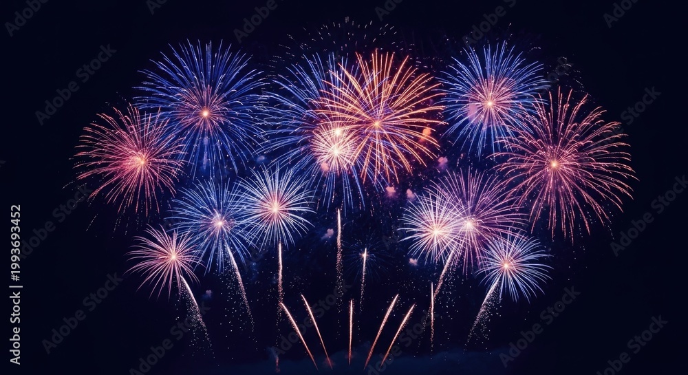 Fototapeta premium Spectacular independence day fireworks display celebrating freedom with vibrant colors and light
