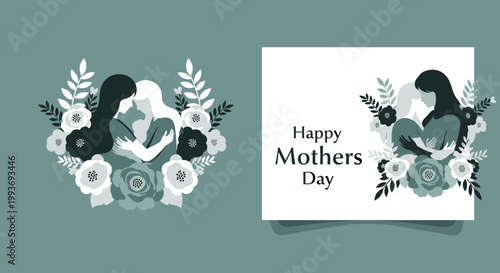 Elegant floral illustration on a calming teal background evokes serenity and sophistication, perfect for website design, branding, or marketing materi