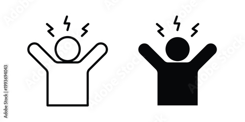 Angry person icon. Line and glyph solid vector collection.