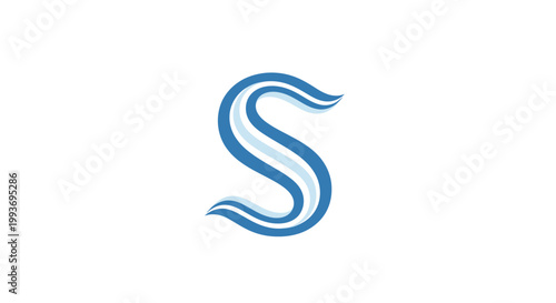 Large Blue S Shaped Letter Symbol.