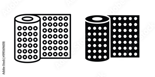 Bubble wrap icon. Line and glyph solid vector collection.
