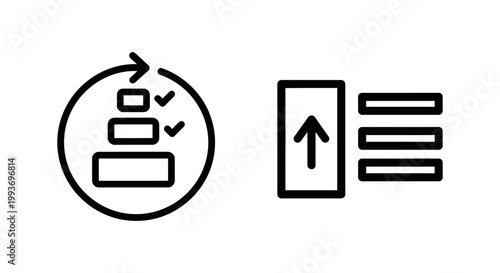 Task prioritization and priority queue icons with circular process and queue line prioritization priority checklist workflow management organization efficiency planning schedule business