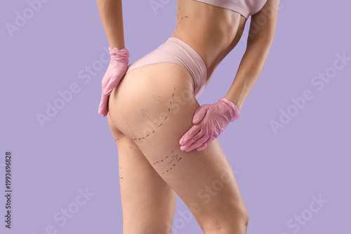 Young woman in underwear wi...