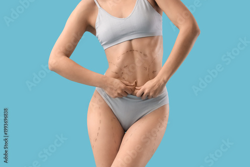 Young woman in underwear wi...