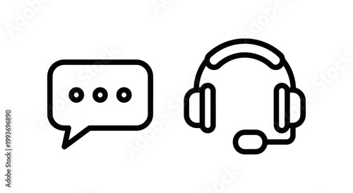 Chat bubble and headset icons communication and support concept call center customer service communication assistance information dialogue conversation helpdesk operator microphone