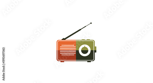 Vintage colorful old radio device.