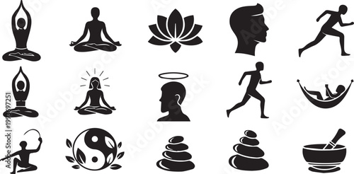 Celebrating yoga day diverse poses wellness icons for a healthy lifestyle