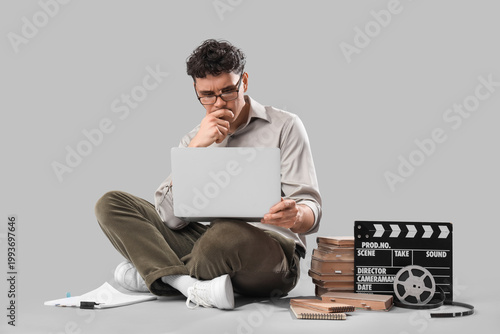 Thoughtful male screenwrite...