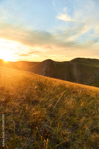 View of the Long Mountains Ridge. The beginning of the Ural mountains. Orenburg region. High quality photo