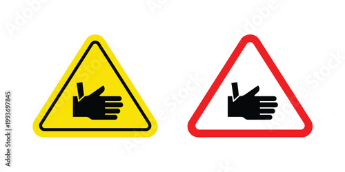 Cutting hand straight blade sign. Line and glyph solid vector collection.