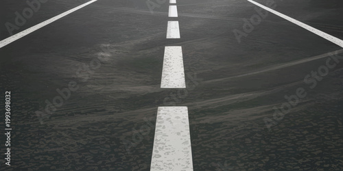 Empty city asphalt road with lane markings and direction lines