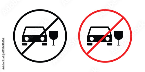 Don't drink and drive sign. Line and glyph solid vector collection.