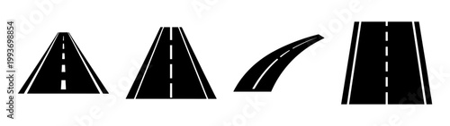 set of four minimalist road signs direction arrows flat design vector illustration