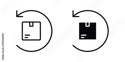 Easy returns icon. Line and glyph solid vector collection.