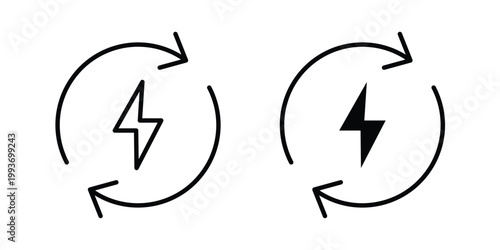 Energy saving icon. Line and glyph solid vector collection.