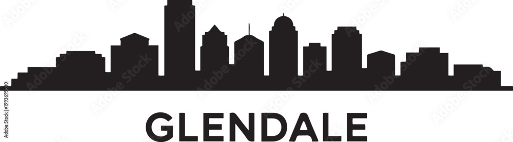 Fototapeta premium Glendale Skyline Vector with Cityscape, and Silhouette. Silhouette icon vector