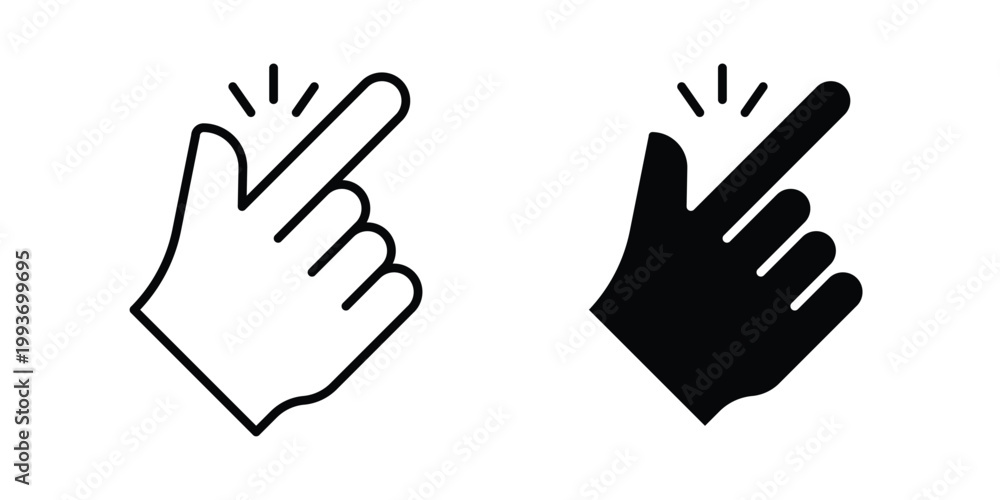 Fototapeta premium Finger snapping icon. Line and glyph solid vector collection.