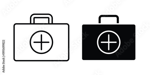 First aid box icon. Line and glyph solid vector collection.