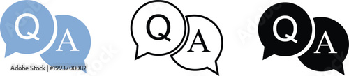 Q and A speech bubbles in different colors and styles for communication and support  various chat icons for questions and answers