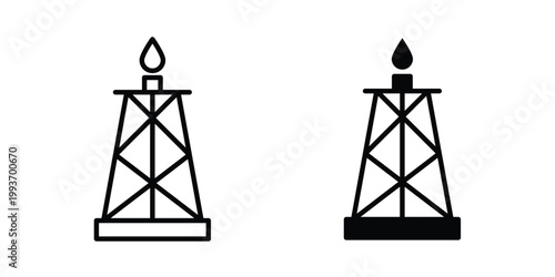 gas rig icon. Line and glyph solid vector collection.